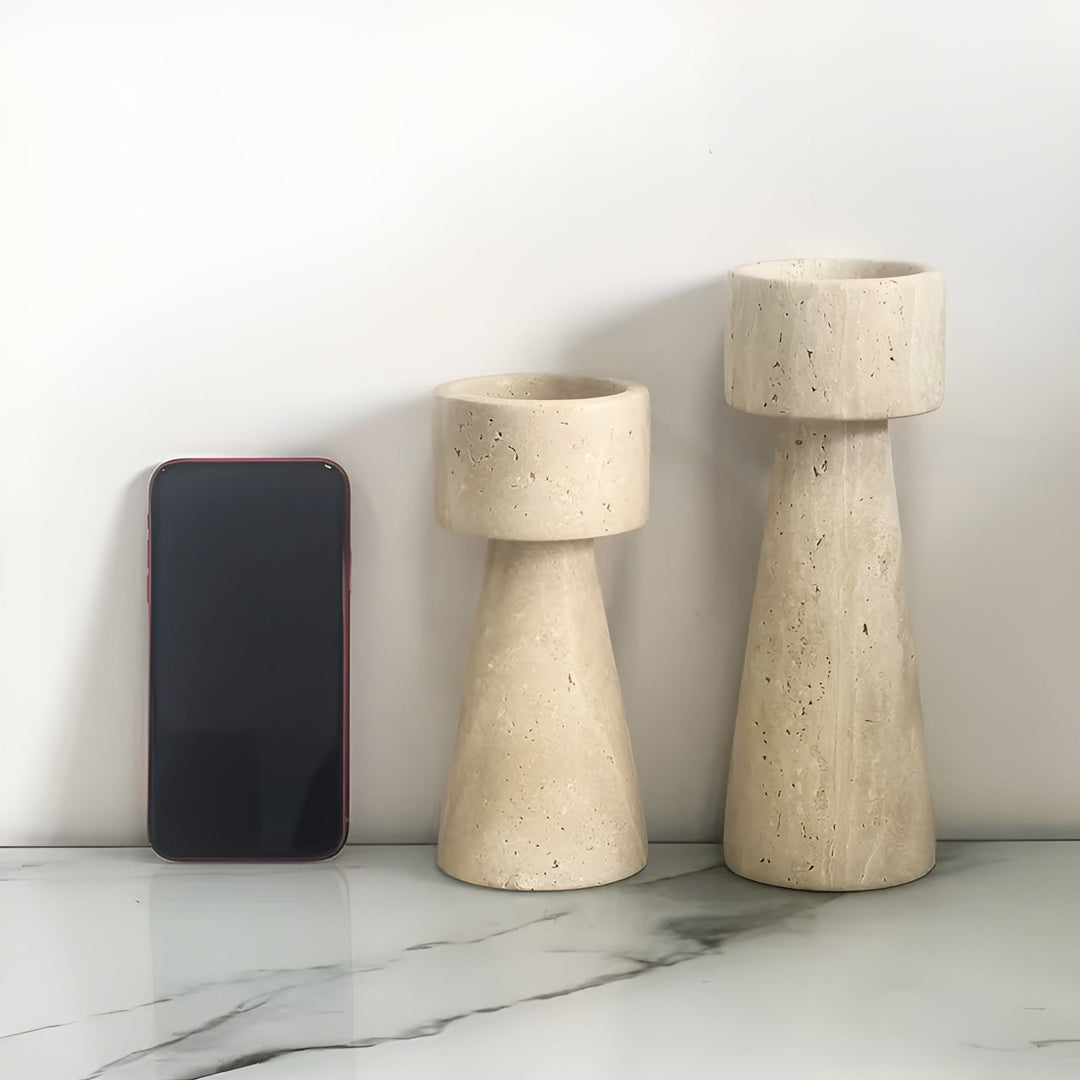 Marmor lysestake laget av naturstein – Elegant & Dekorativ | Polert for bord, bryllup og stue | Skanto