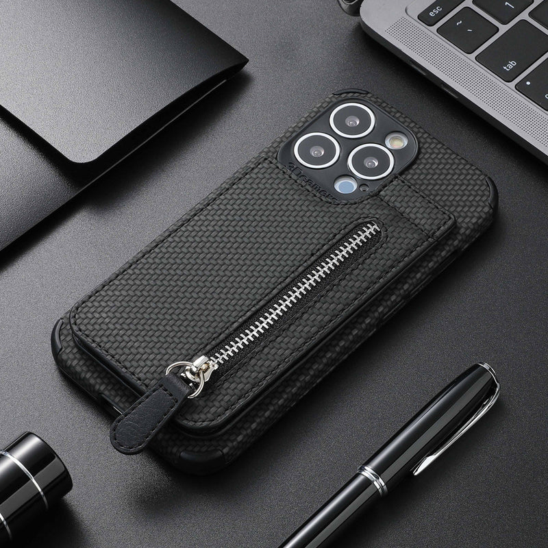 Skanto | Magnetisk glidelås lommebokdeksel med kredittkortholder for iPhone