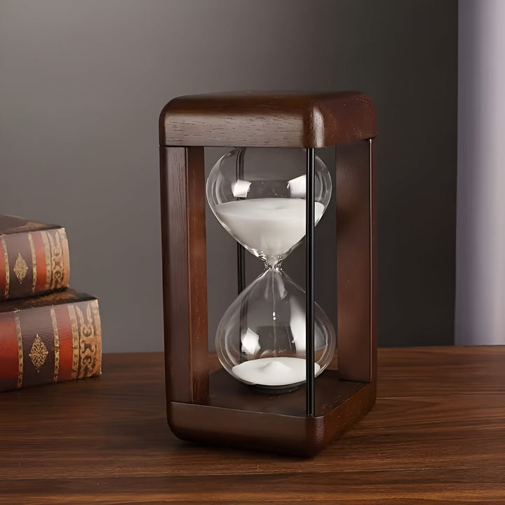 Trekantet Timeglass 30 minutter – Solid Tre Ramme & Dekorativ | Ideell for Kontor og Hjem | Skanto