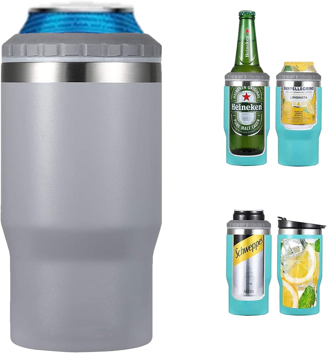 Skanto | 4 i 1 rustfritt stål boks/flaske isolator, 14Oz toveis lokk SUS isolert boks kjøler, ølboksholder (Svart)