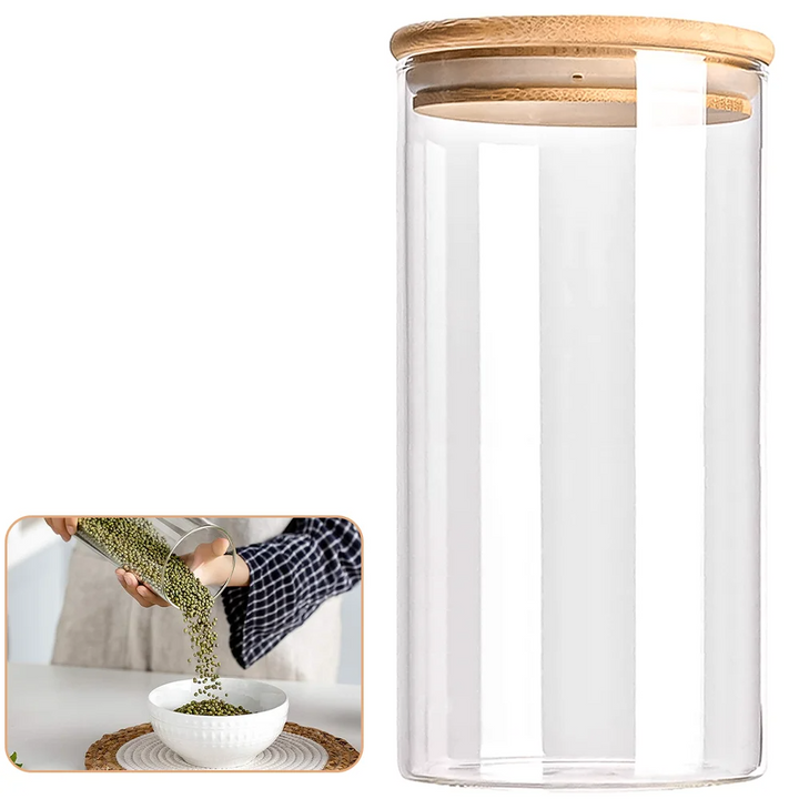 PureVorrat Glass Container Set – Oppbevaringskrukker med Trellokk | Tett og Stilfull | Moderne Kjøkkenoppbevaring | Skanto