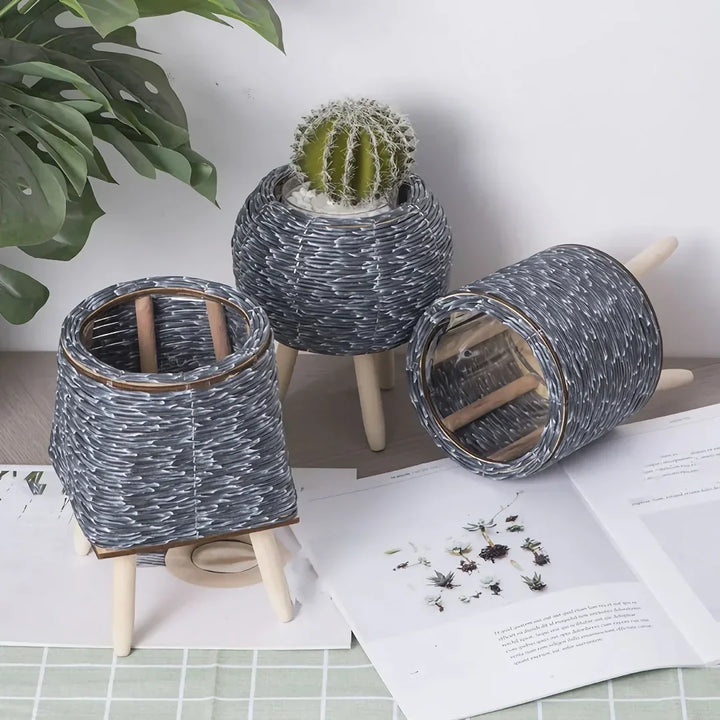 Skanto | Nordisk Håndvevd Imitaasjon Rattan Blomsterpotte