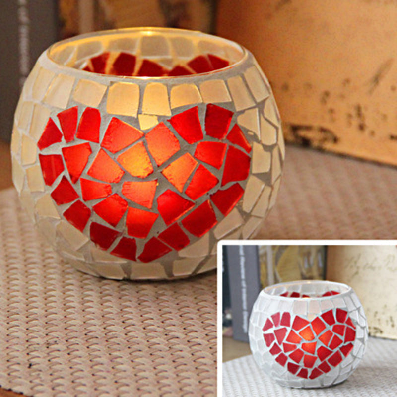 Europeisk Retro Glass Mosaick Te-lysestake