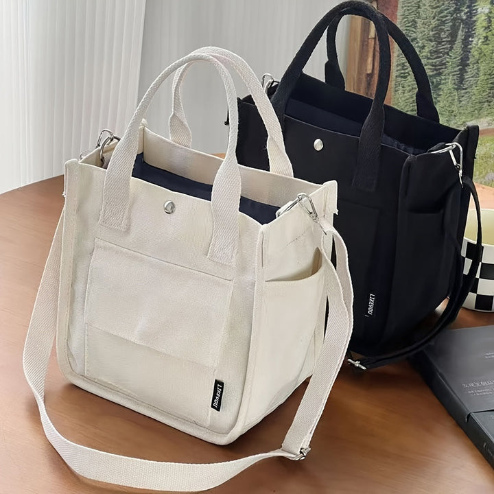 UrbanEase Canvas Slingbag – Hvit skulderveske med magnetlukking og justerbar stropp | Skanto