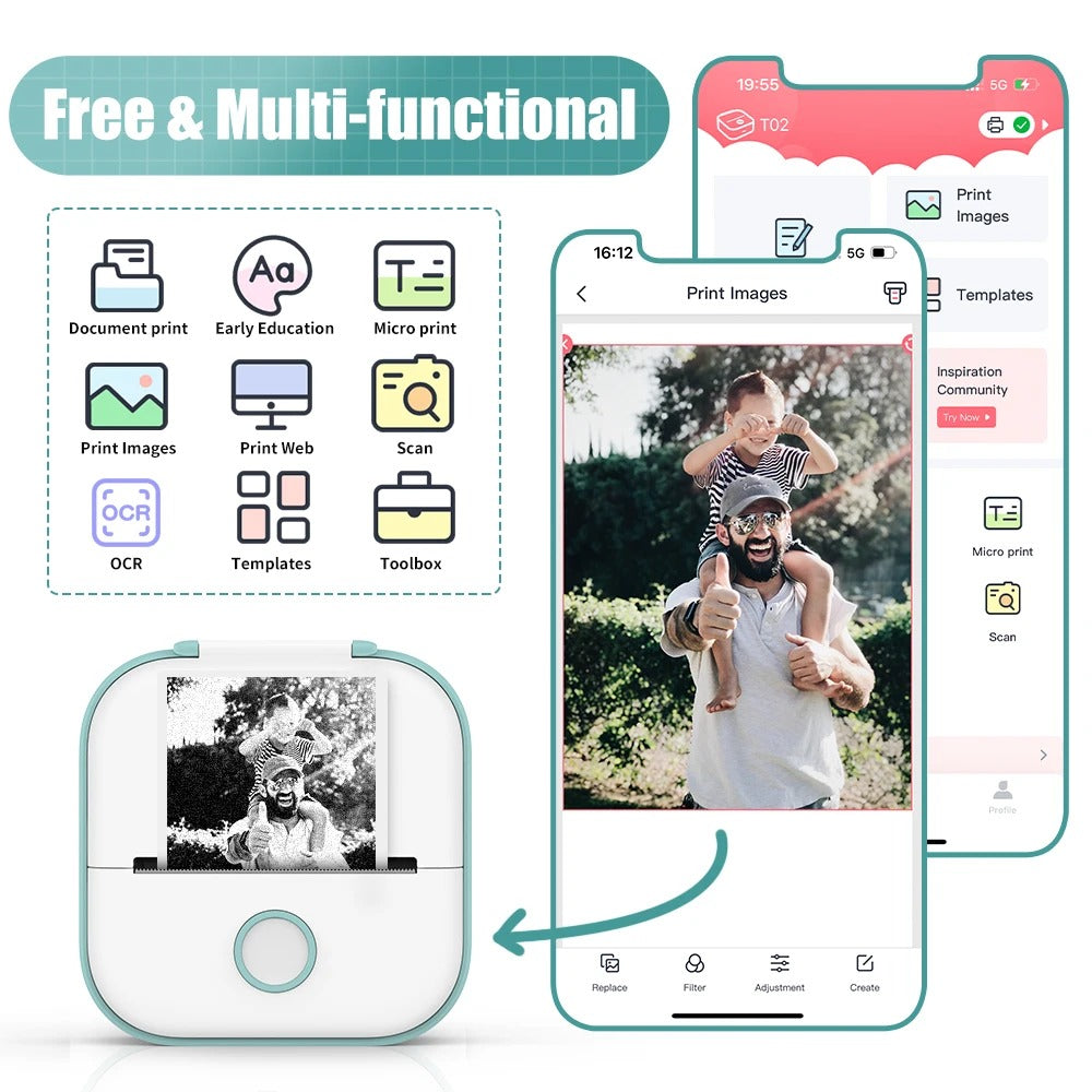 PocketPrint Mini – Bærbar termisk fotoprinter uten blekk | Skanto