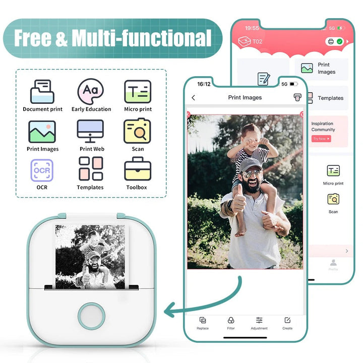 PocketPrint Mini – Bærbar termisk fotoprinter uten blekk | Skanto