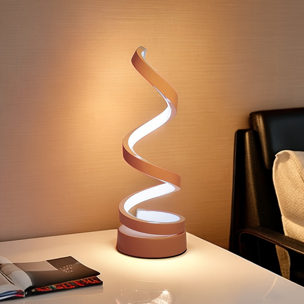 Skanto | Modern Spiral Table Lamp – Kreativ LED Skrivebordslampe med Mild Varme Lys, Perfekt for Soverom, Stue, og Studie Dekor