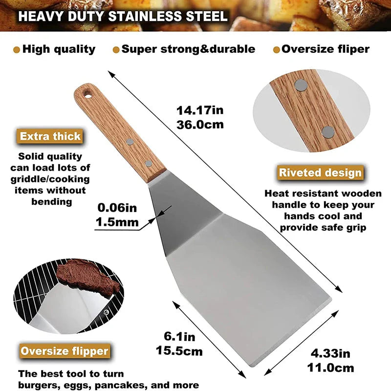 8Pcs Grilltilbehør Sett i Rustfritt Stål Skrapere for BBQ Grill | Skanto