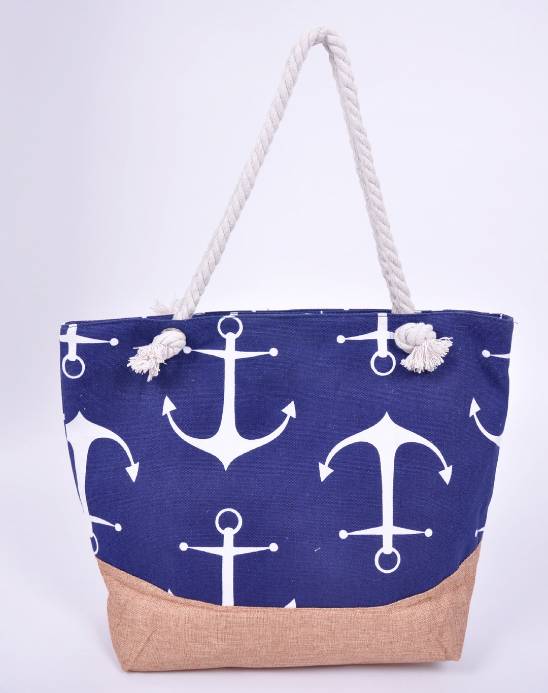 Romslig strandbag med maritimt ankerdesign Skanto