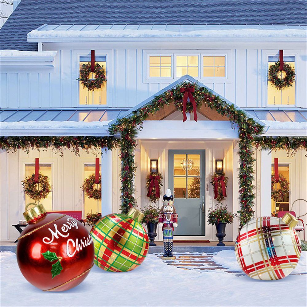 Skanto | Jule Oppblåsbar Dekorasjon Ball | Utendørs Hage Ornament | 60cm PVC