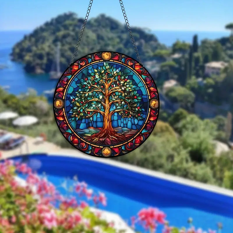 Wandbilde med Baummotiv fra Buntglas, hengende