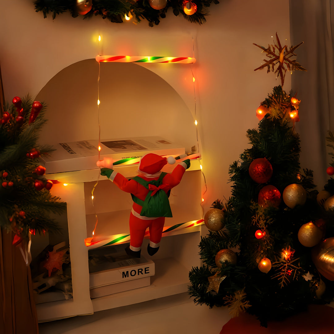 Skanto | Klatrende Santa Julelys Stige – Flerfarget LED og USB-drevet Dekor