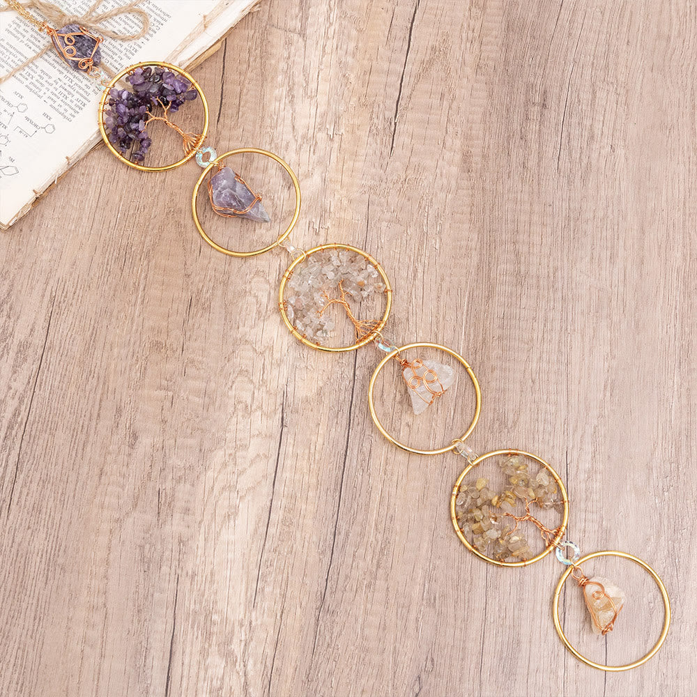 Skanto | Krystall Livets Tre 6 Ringer Veggdekor Ornament