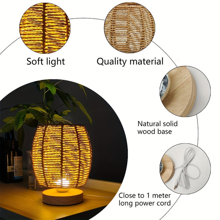 EcoLoom Bordlampe – Håndlaget Tre med LED Skanto