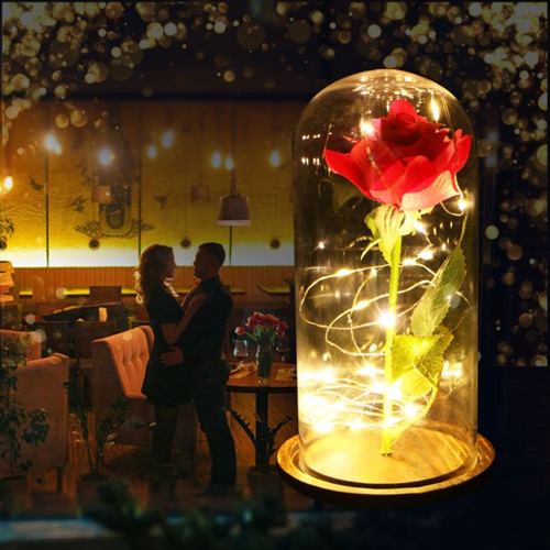 Fortryllende rosen tre med glitrende lys – Unikt gave til romantiske anledninger