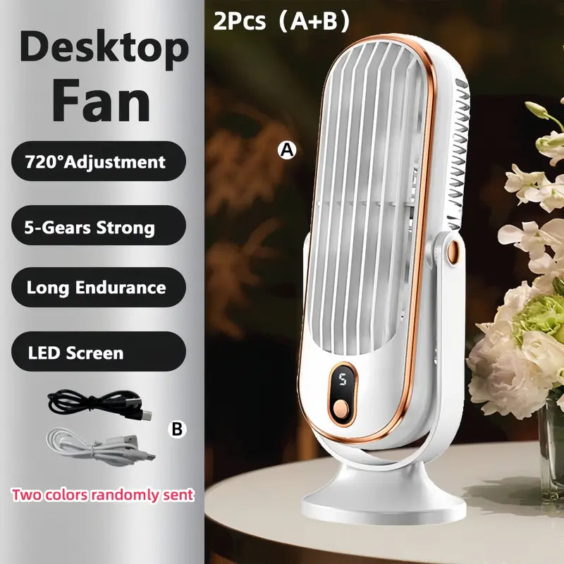 Skanto | Bærbar Mini Luftkondisjoner med USB Lading – 5 Hastigheter & 720° Rotasjon