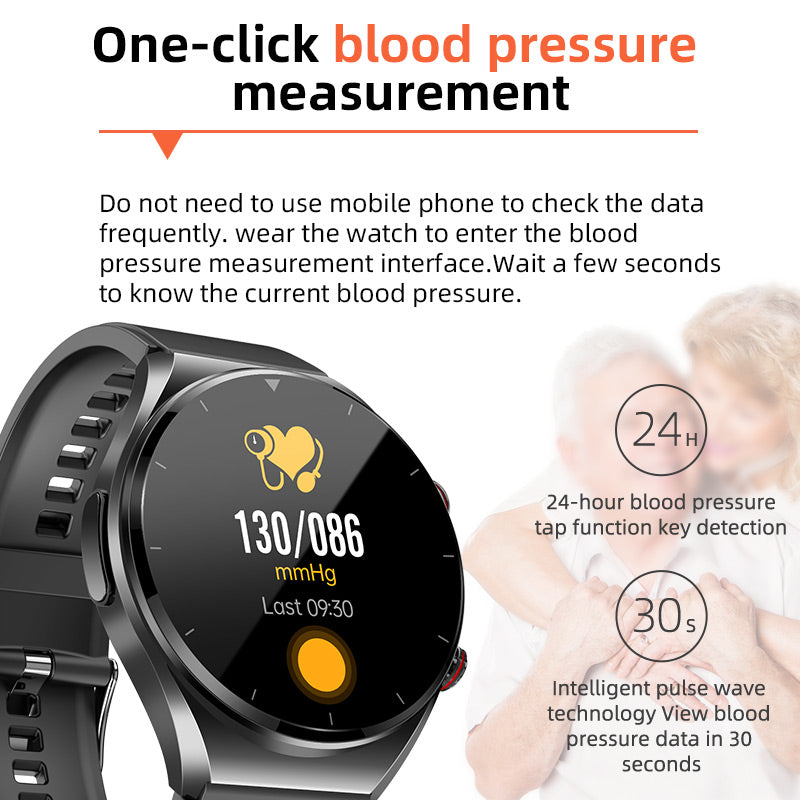 Skanto | One-Click Blodsukker | Blod Glukose Blodtrykk EKG | EKG HRV Hjertefrekvensmonitor Helse Smartklokke