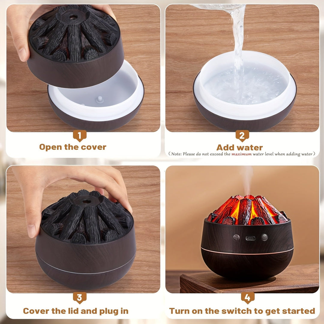 Skanto | Fire Diffuser - Mini simulert kullild luftfukter med realistisk flammeeffekt