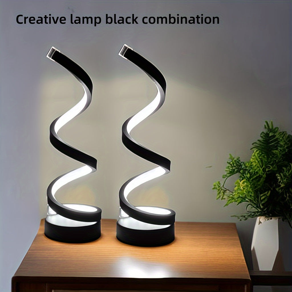 Skanto | Modern Spiral Table Lamp – Kreativ LED Skrivebordslampe med Mild Varme Lys, Perfekt for Soverom, Stue, og Studie Dekor