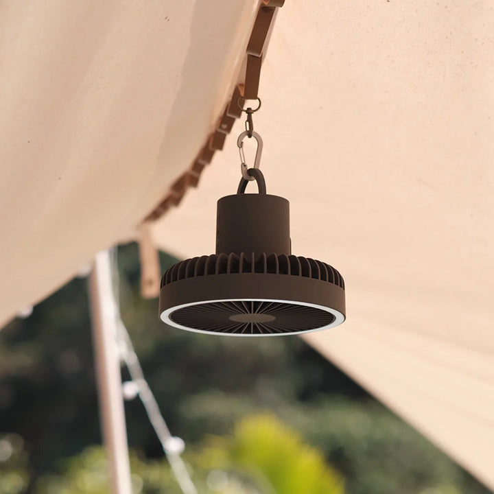 Oppladbar 10 000mAh Campingvifte med LED-belysning og powerbank | Skanto