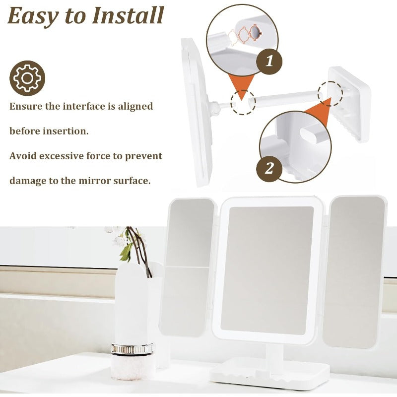 Tri-Fold LED Sminkespeil Skanto