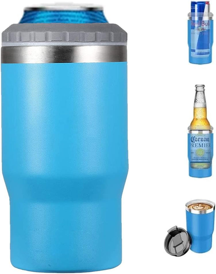 Skanto | 4 i 1 rustfritt stål boks/flaske isolator, 14Oz toveis lokk SUS isolert boks kjøler, ølboksholder (Svart)