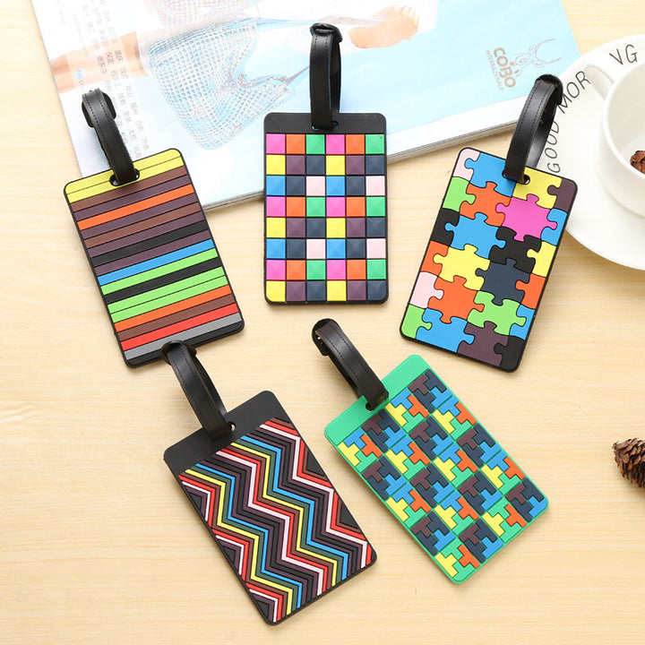 Unisex Colorful Geometric Pattern Luggage Tag Skanto