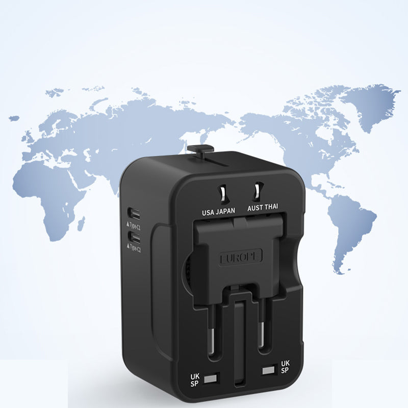 Universell reiseadapter med doble USB-porter | Skanto