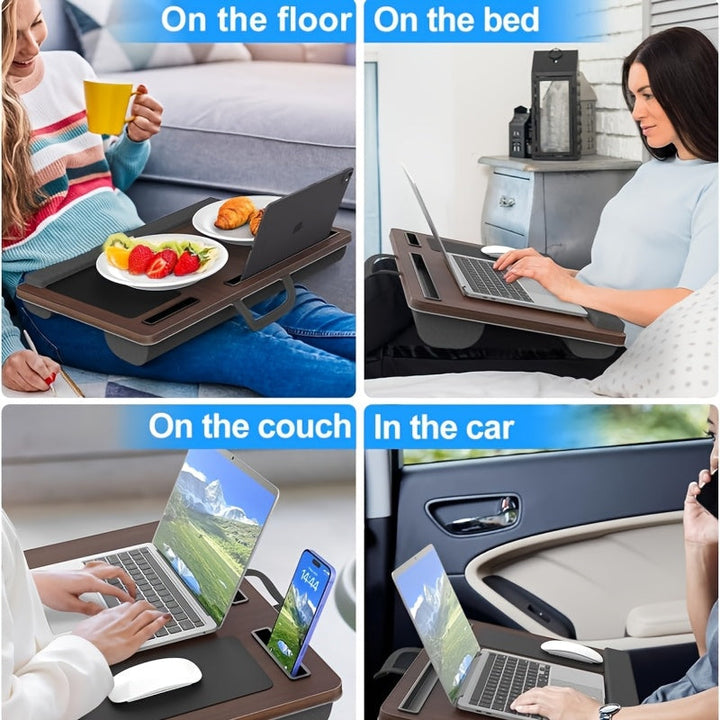 Ergonomisk Laptop Stativ med Håndleddsstøtte og Enhetsrom | Skanto