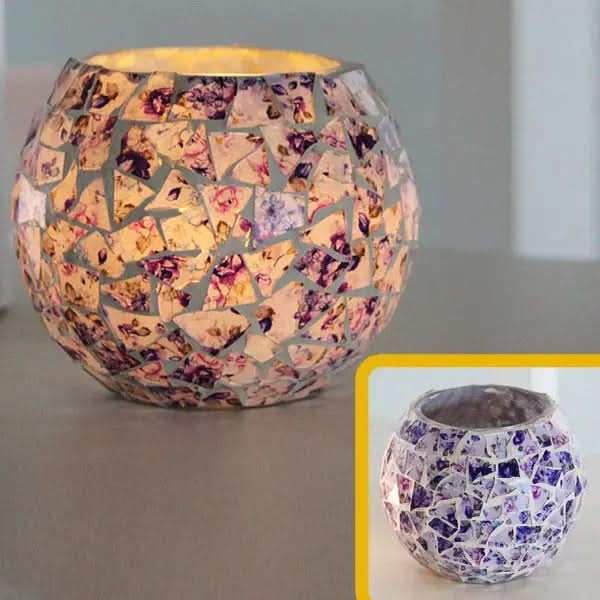 Skanto | Mosaikkglass lysestake for hjemmedekor