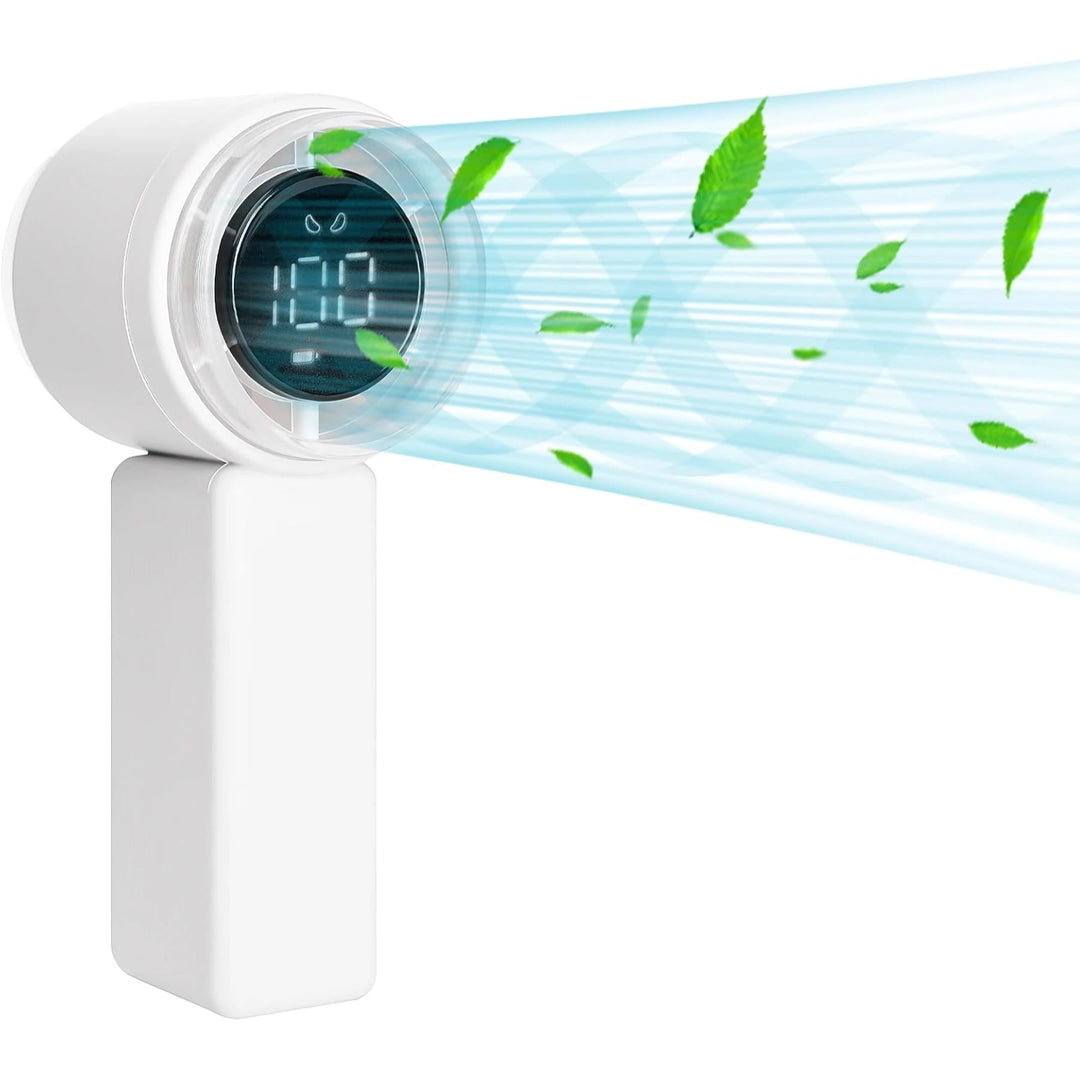 Kompakt håndholdt høyhastighetsvifte med digitalt display - USB-oppladbar, 5 hastigheter | Skanto