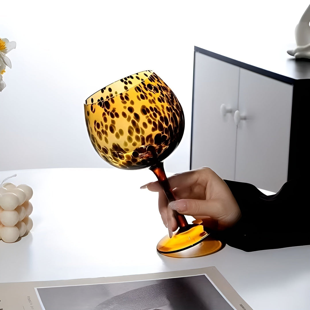 Vinglass med leopardtrykk – vintagedesign, sett med 2 | Perfekt for spesielle anledninger