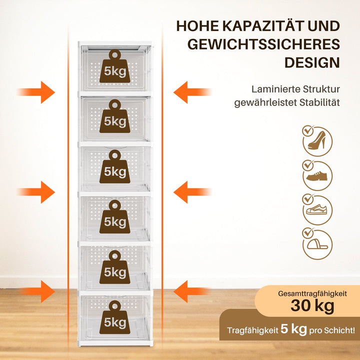 6-lags skoesker lagringsboks stablerbar | Skanto
