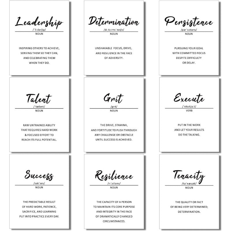 9 Piece Inspirational Phrases Wall Art | Skanto