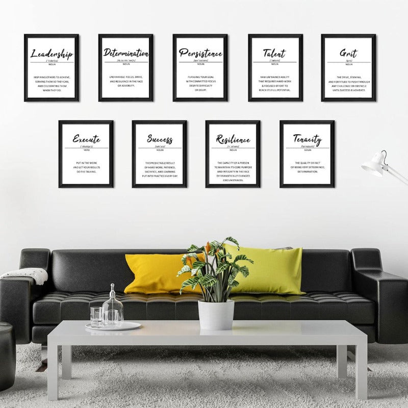 9 Piece Inspirational Phrases Wall Art | Skanto