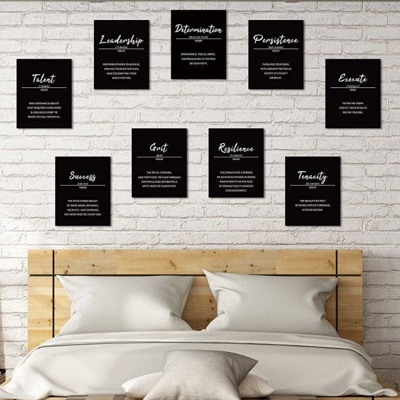 9 Piece Inspirational Phrases Wall Art | Skanto