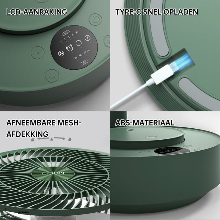 Portae Rechargeae Teleskope-Ventilator med støyfri design og justerbar høyde