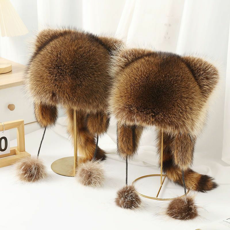 Skanto | Søt Faux fur Raccoon Tail Foreldrebarn Plush Hatt