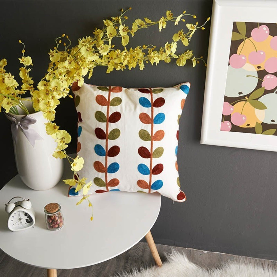 Skanto | Fleur Klassisk Broderi Fyrkantet Sofa Putetrekk
