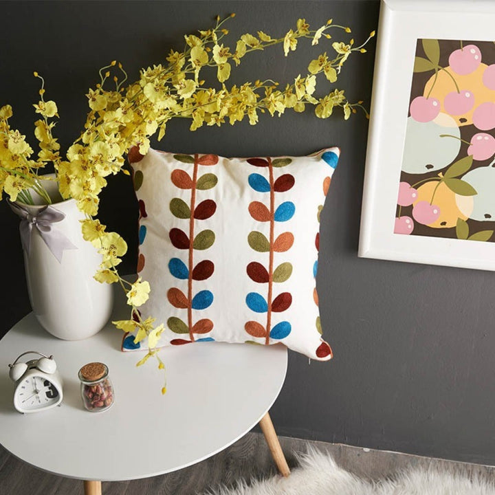Skanto | Fleur Klassisk Broderi Fyrkantet Sofa Putetrekk