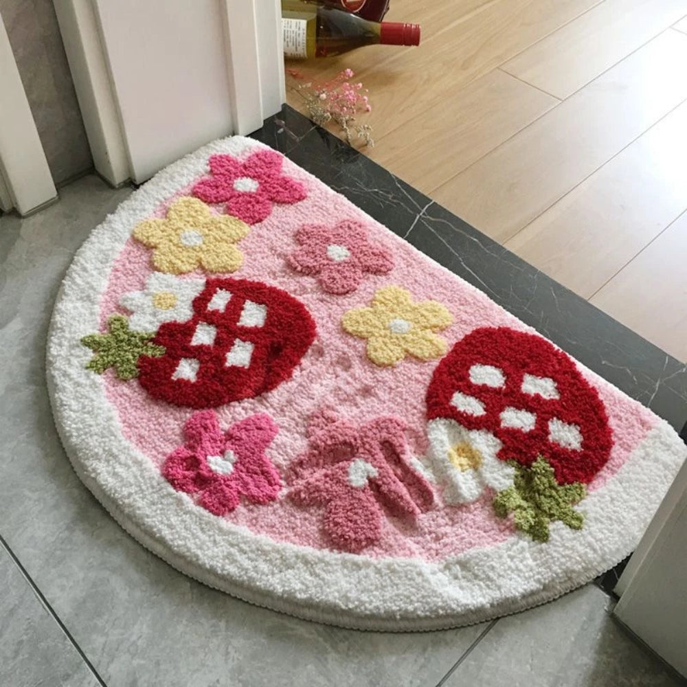 Skanto | Fluffy Halvsirkel Non-Slipp Baderomsmatte