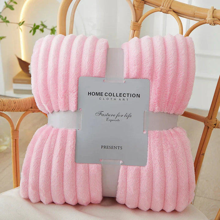 Skanto | Bredstripet flanell fleece teppe - CozyStripe