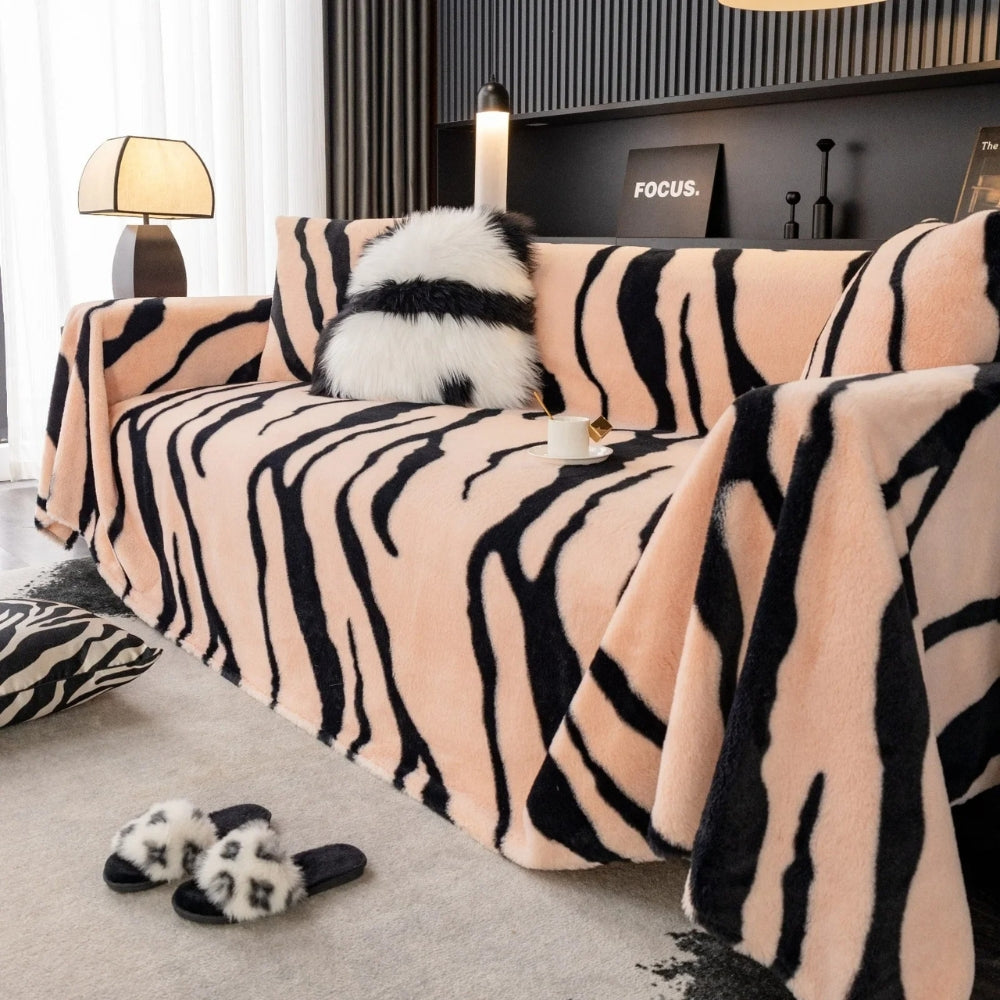 Skanto | Wild Stripes Zebra Fleece Sofa Cover