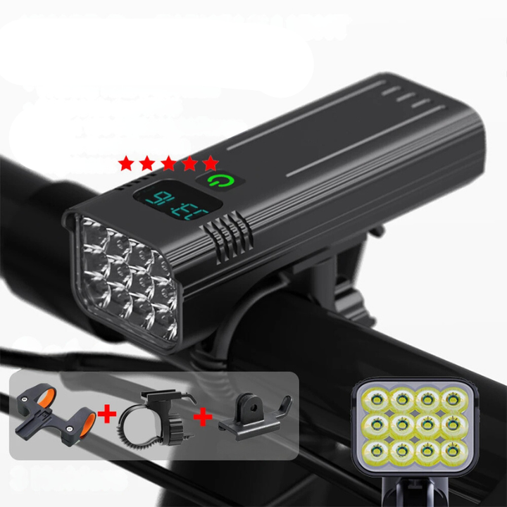 Skanto | 5000 lumen USB oppladbart sykkellys med fester