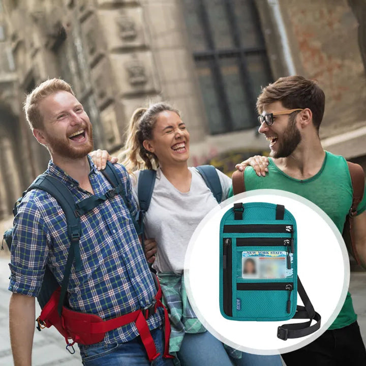 Skanto | Reisestrømpehalsveske med RFID-blokkerende passholder