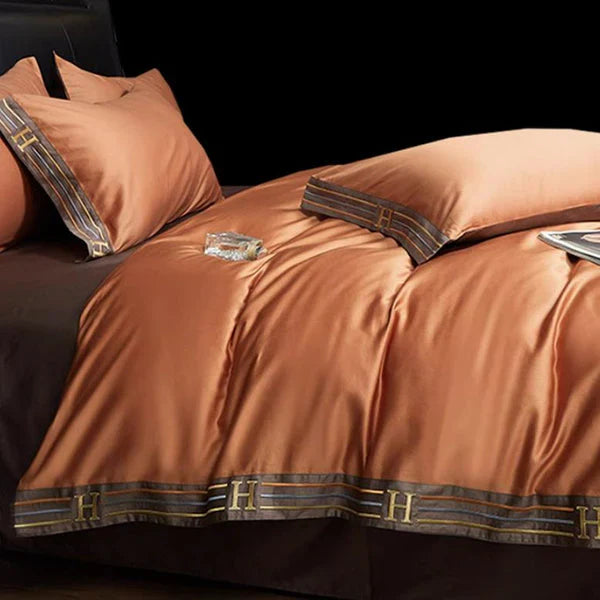 Satin Bomull Brodert Sengetøy Sett - Luxora | Skanto