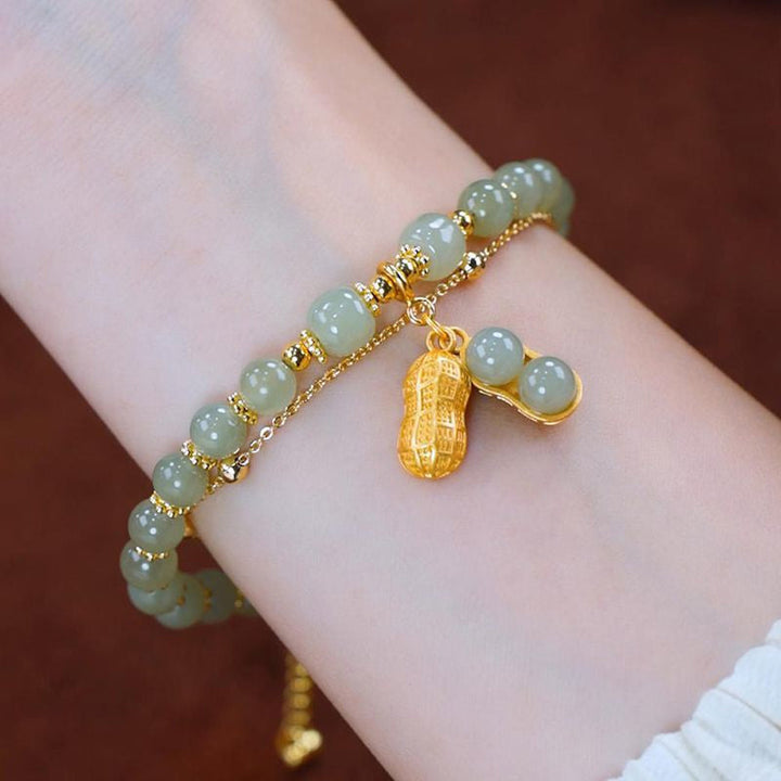 Skanto | Double Chain Natural Jade Bracelet