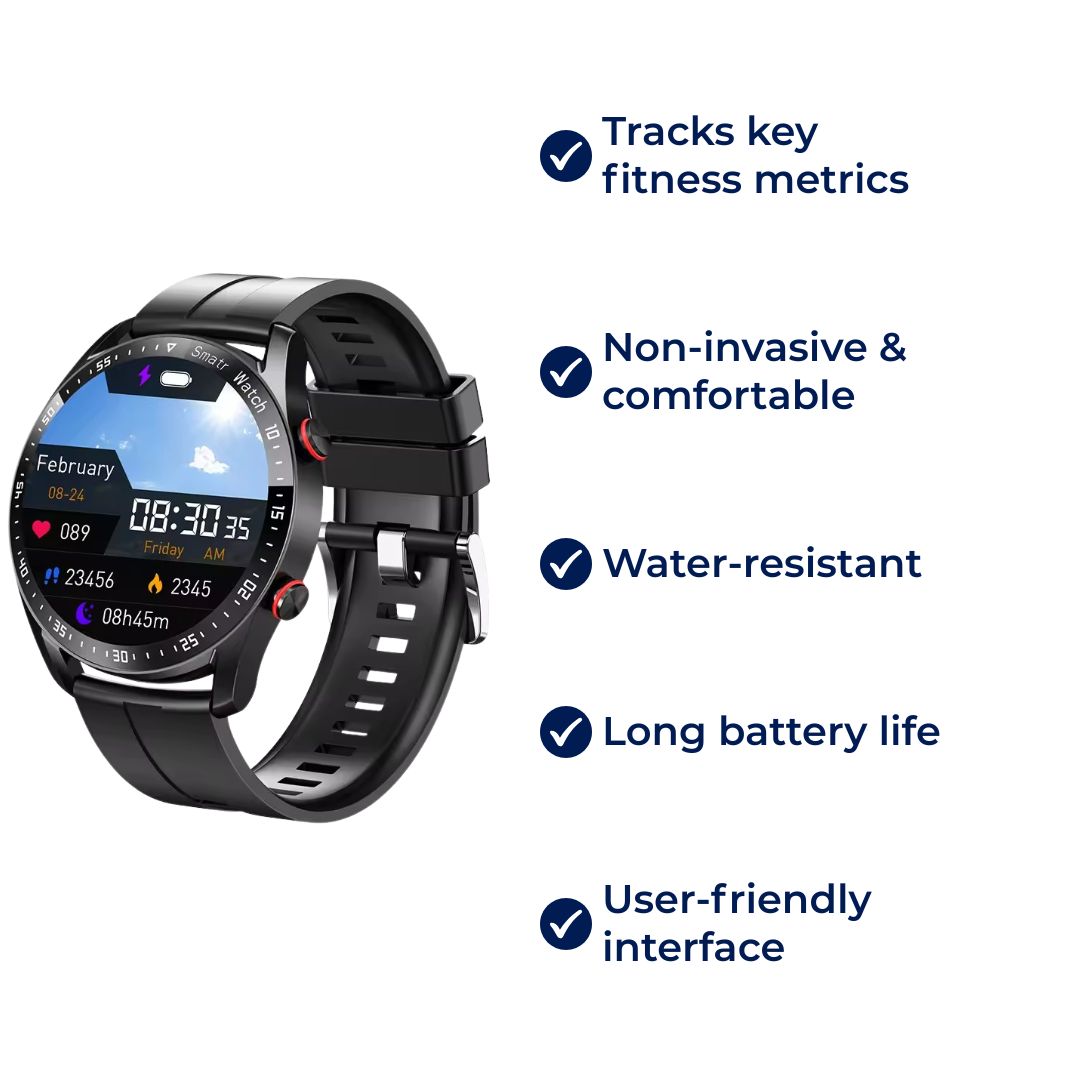 FitTrack | Ikke-invasiv treningssmartklokke - Sporer fysisk aktivitet - Hjerterate - Søvn - Trening - GPS-varsler - Vanntett Skanto