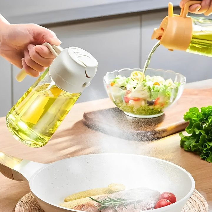 2-i-1 Olivenolje Dispenser og Spray for Matlaging, Salat, Steking og BBQ Skanto