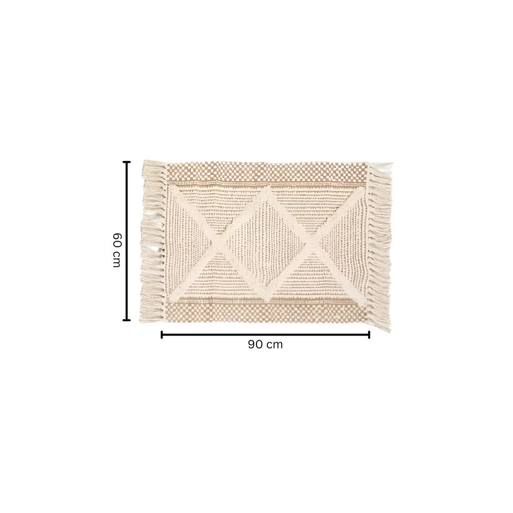 Skanto | Beige Teksturert Frynse Pledd Teppete